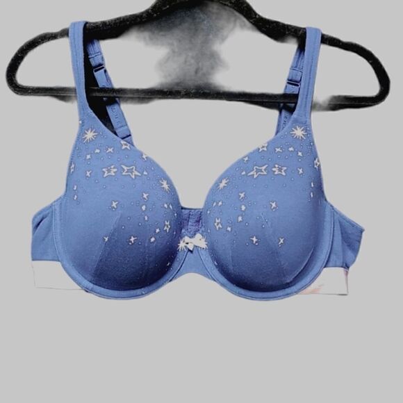 CACIQUE NAVY BLUE WITH STARS LIGHTLY LINED UNDERWIRE T-SHIRT BRA,C SIZE 40C - Picture 1 of 7